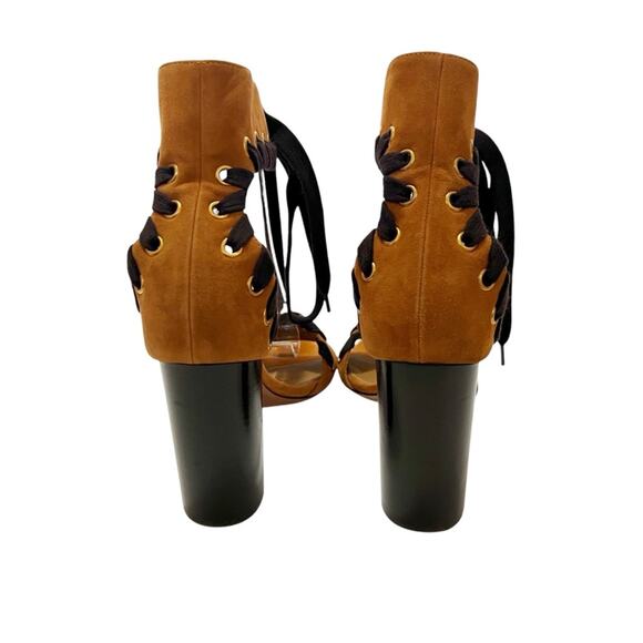 Chloe Miles Whipstitch Strap Lace-Up Suede Sandals Pumps Shoes Size 38 / 8 - Picture 5 of 10